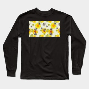 A glorious swarm of busy on bright yellow, retro flowers. Long Sleeve T-Shirt